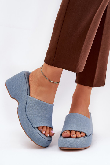 materiál Dámske papuče s platformou I Koturnie Denimové materiály Afisal