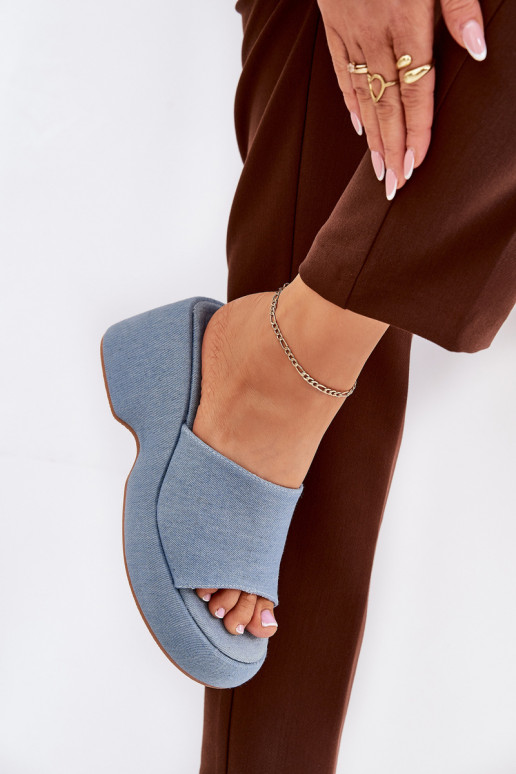 materiál Dámske papuče s platformou I Koturnie Denimové materiály Afisal