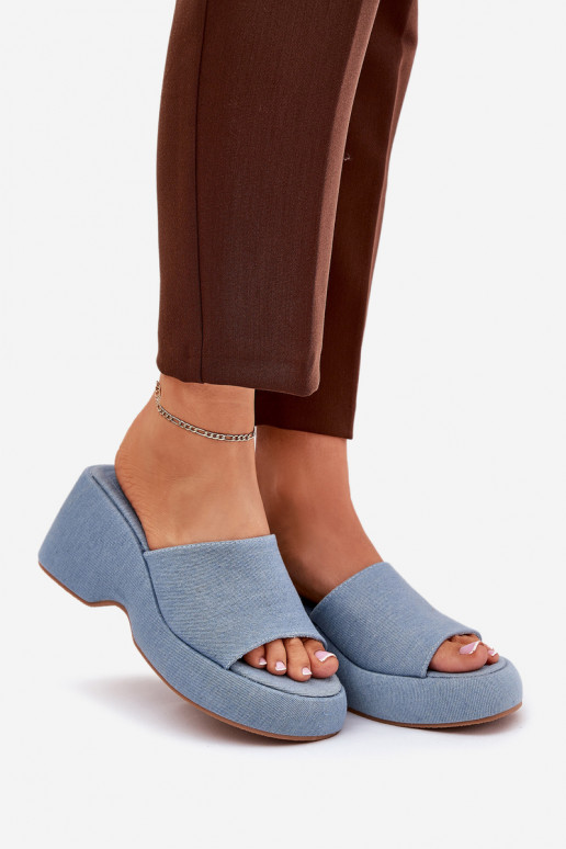 materiál Dámske papuče s platformou I Koturnie Denimové materiály Afisal