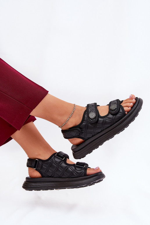 Dámske sandále S Ornatemi Detalami s lepiacimi spojkami čierna Zoliner Dámske sandále S Ornatemi Detalami s lepiacimi spojkami čierna Zoliner