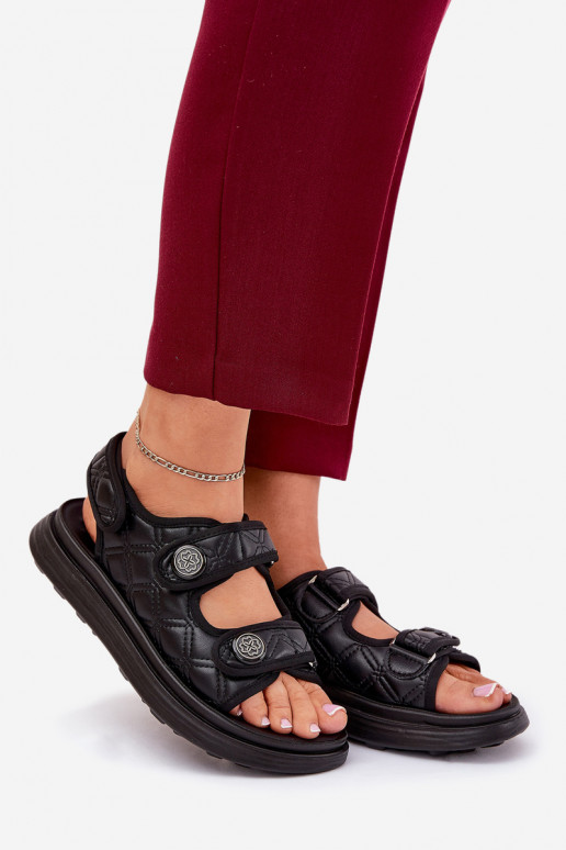 Dámske sandále S Ornatemi Detalami s lepiacimi spojkami čierna Zoliner Dámske sandále S Ornatemi Detalami s lepiacimi spojkami čierna Zoliner