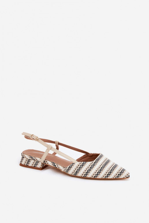 Balerínky Dámske Ze Szpiczastymi Noskami Zapnuté Jemném Obcasie béžová Abroes