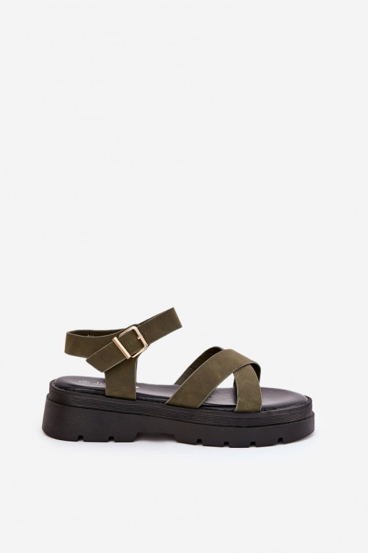 Dámske sandále s platformou z eko kože khaki farby Gevinniser Dámske sandále s platformou z eko kože khaki farby Gevinniser