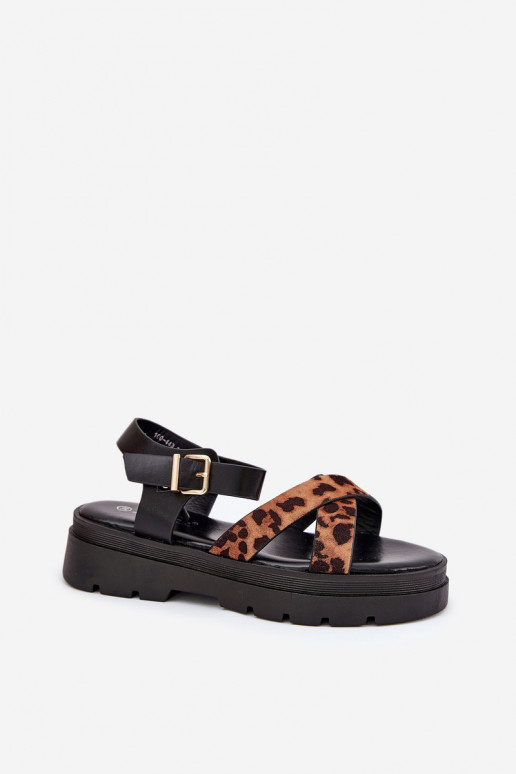 Dámske sandále s platformou so vzormi leopardej kožušiny Hnedá farba Gevinniser Dámske sandále s platformou so vzormi leopardej kožušiny Hnedá farba Gevinniser
