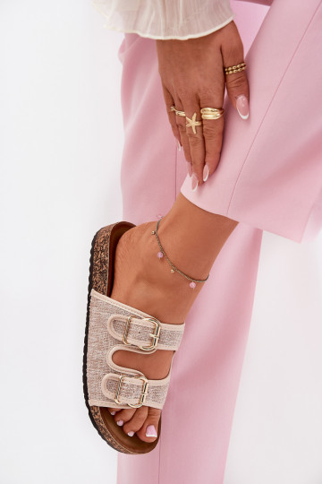 materiál Dámske papuče s platformou s prackami béžová Osoffe