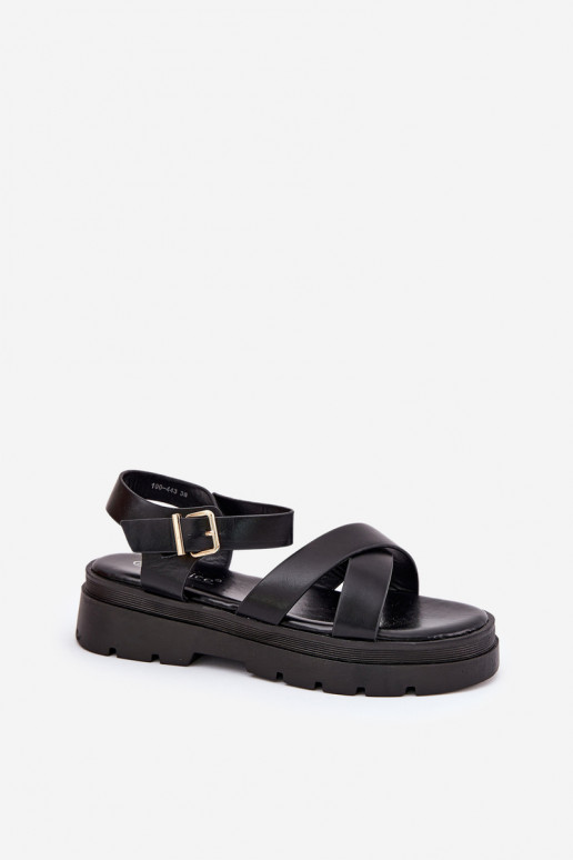 Dámske sandále s platformou z eko kože čierna Gevinniser Dámske sandále s platformou z eko kože čierna Gevinniser