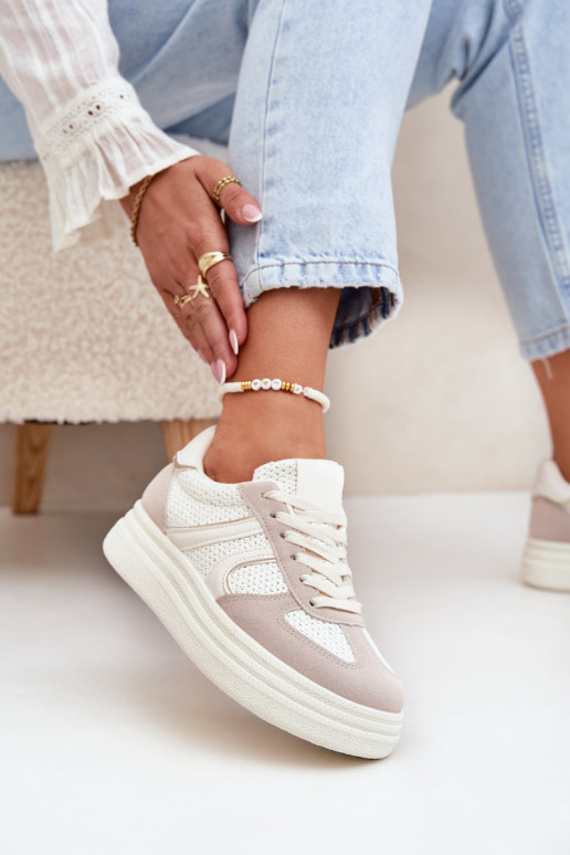 Tenisky model obuvi Dámske s platformou béžová Lesida Tenisky model obuvi Dámske s platformou béžová Lesida