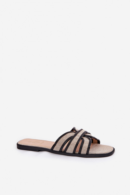 Klasický model Papuče Dámsky byt béžová-čierna Scazze