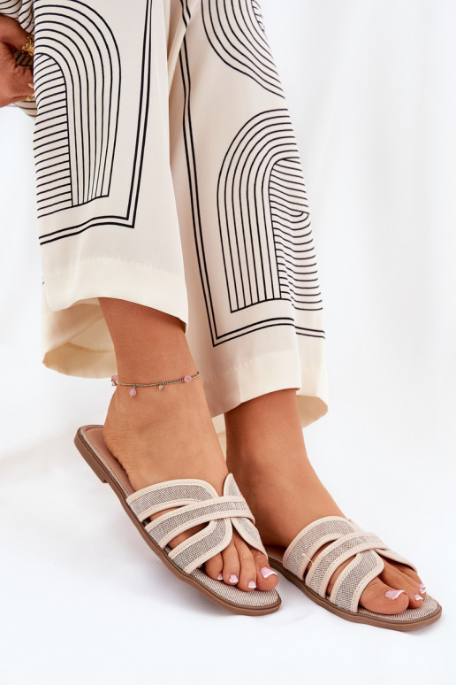 Klasický model Papuče Dámsky byt béžová Scazze