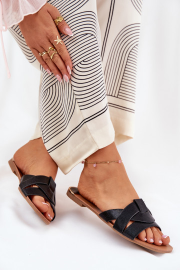 rovná sa Dámske papuče Z Przeplatającymi Się Paskami čierna Selaenor