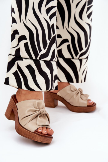 Dámske papuče s podpätkami z eko kože béžová Kikilla 2