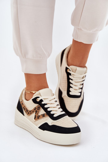 tenisky Dámske s platformou so vzormi leopardej kožušiny čierna Lorori 2