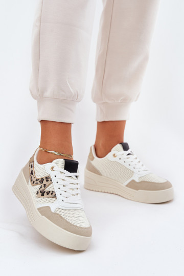 tenisky Dámske s platformou so vzormi leopardej kožušiny béžová Lorori 2