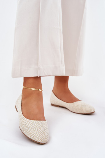 Balerínky Dámsky byt s leskom zlatej farby Tatorelis