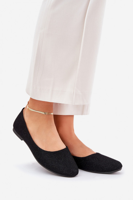 Balerínky Dámsky byt s leskom čierna Tatorelis