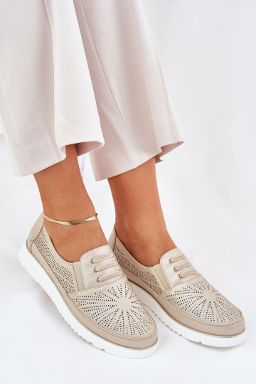 topánky Dámske Trvalý model s prvkami prelamovania zlatej farby Azethia