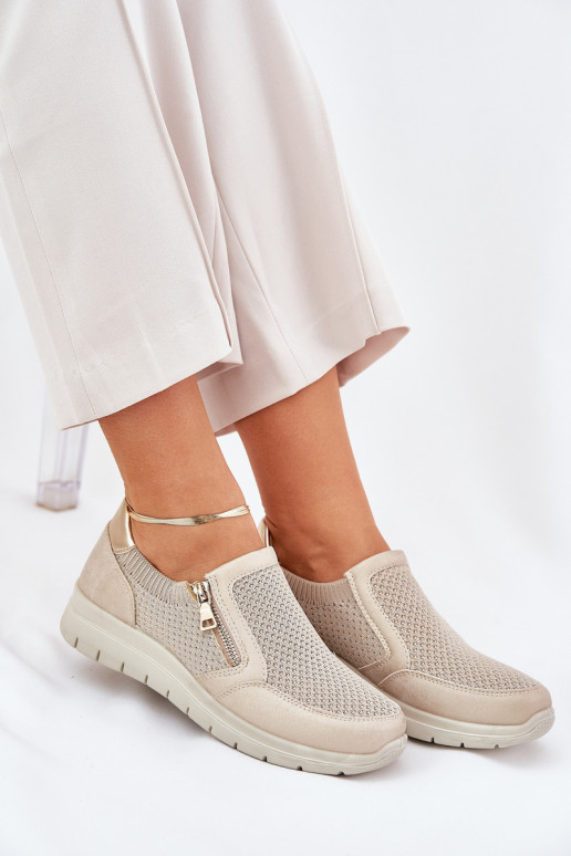 topánky Dámske s platformou so zipsami zlatej farby Leanae