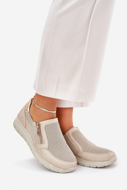 topánky Dámske s platformou so zipsami zlatej farby Leanae