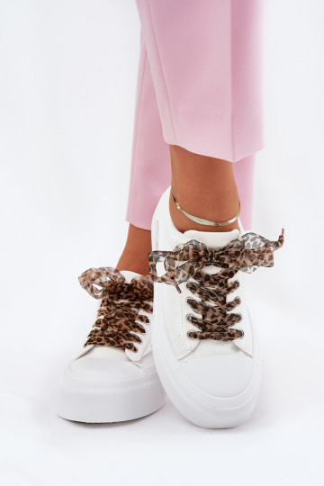 Bežná obuv s platformou S Ornatem Šnurovaniem biela farba Zidora