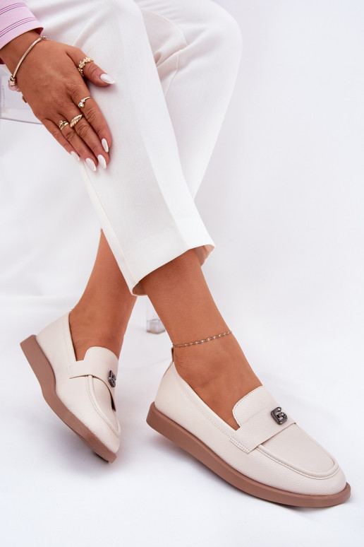 dámske mokasíny Elegantný štýl S Ornatem Málým Detalem Vinceza 62208 béžová