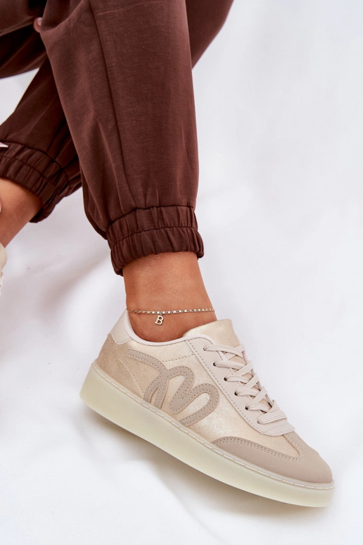 nízke športové topánky dámske z eko kože pieskovej farby Iladira