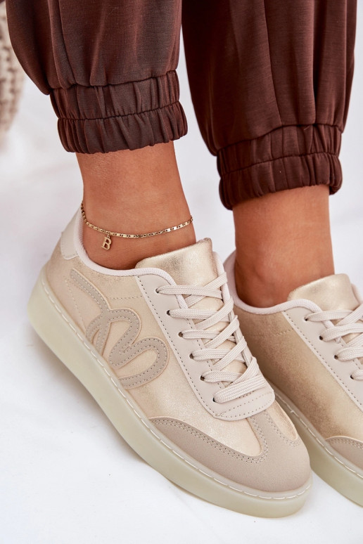 nízke športové topánky dámske z eko kože pieskovej farby Iladira