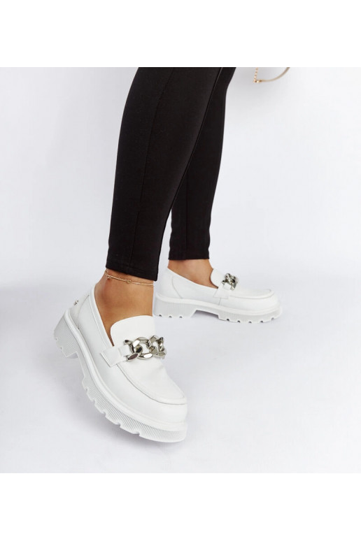 Biele kožené mokasíny GOE LL2N4038