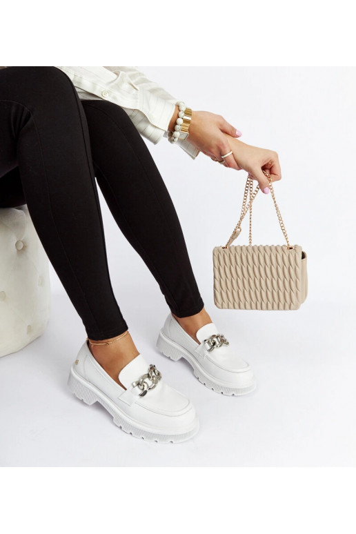 Biele kožené mokasíny GOE LL2N4038